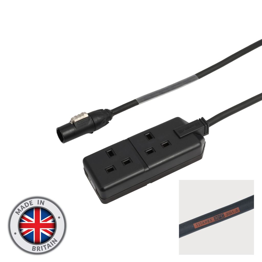 0.5m TRUE1 to 13A 2 Gang Socket Cable